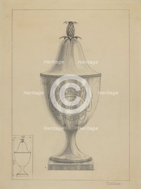 Silver Covered Sugar Urn, 1935/1942. Creator: Simon Weiss.