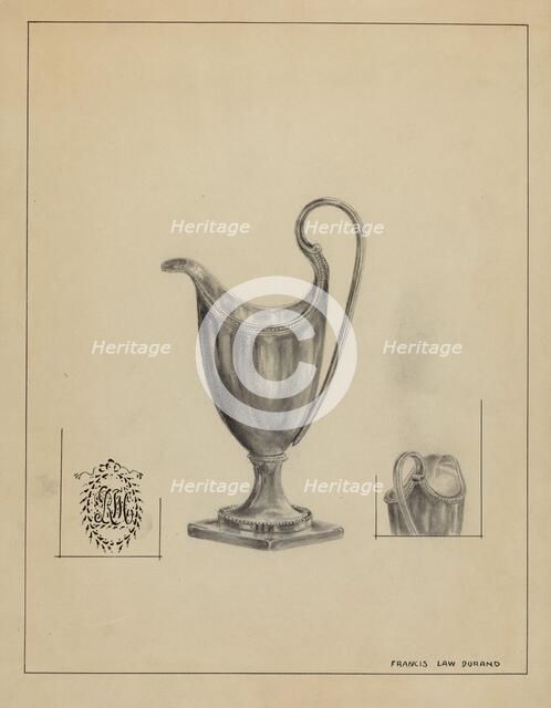 Silver Cream Pitcher, 1935/1942. Creator: Francis Law Durand.