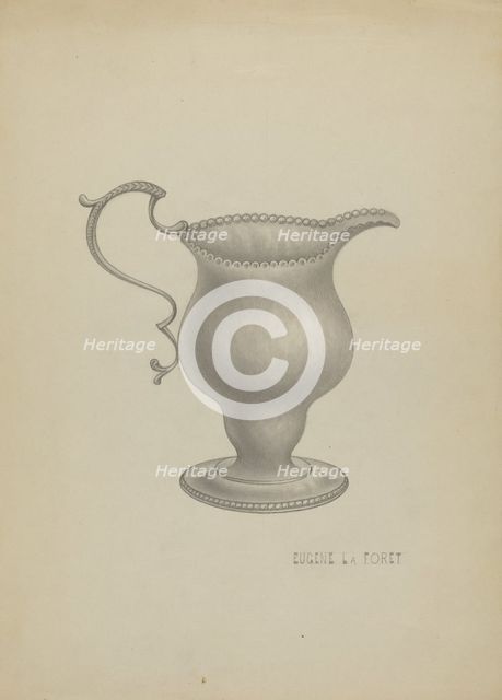 Silver Cream Pitcher, c. 1936. Creator: Eugene La Foret.