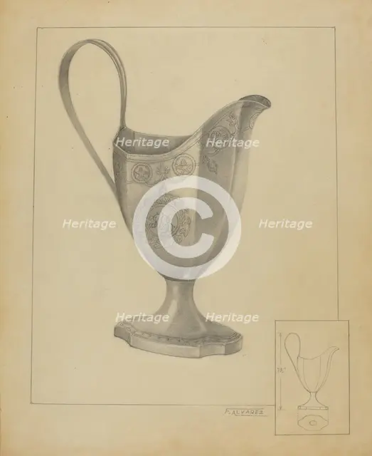 Silver Creamer, 1936. Creator: Francisco Alvarez.