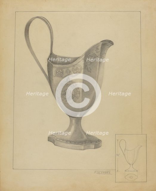 Silver Creamer, 1936. Creator: Francisco Alvarez.
