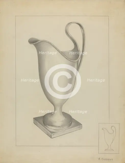 Silver Creamer, 1936. Creator: Vincent Carano.