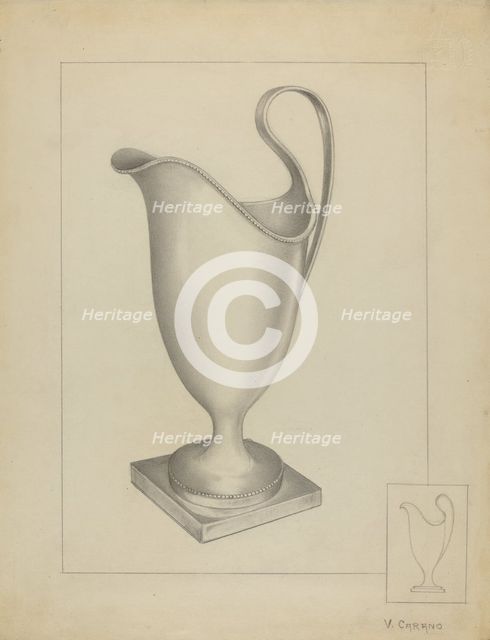 Silver Creamer, 1936. Creator: Vincent Carano.