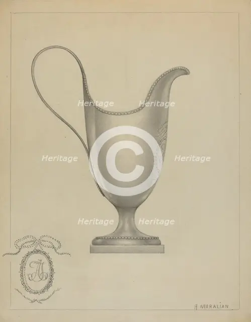 Silver Creamer, c. 1936. Creator: Arsen Maralian.