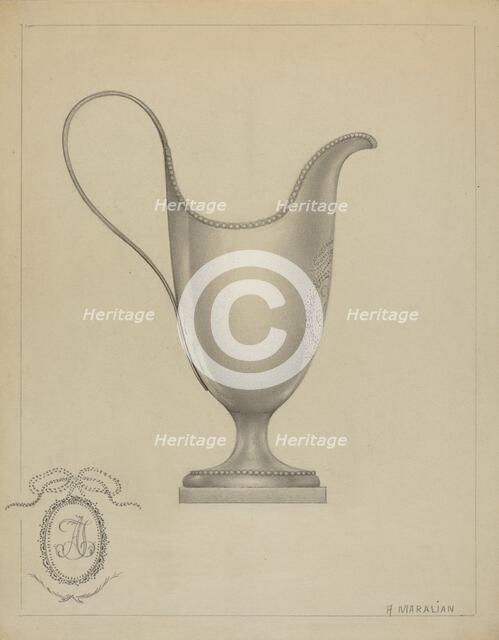 Silver Creamer, c. 1936. Creator: Arsen Maralian.