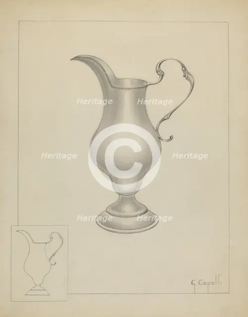 Silver Creamer, c. 1936. Creator: Giacinto Capelli.