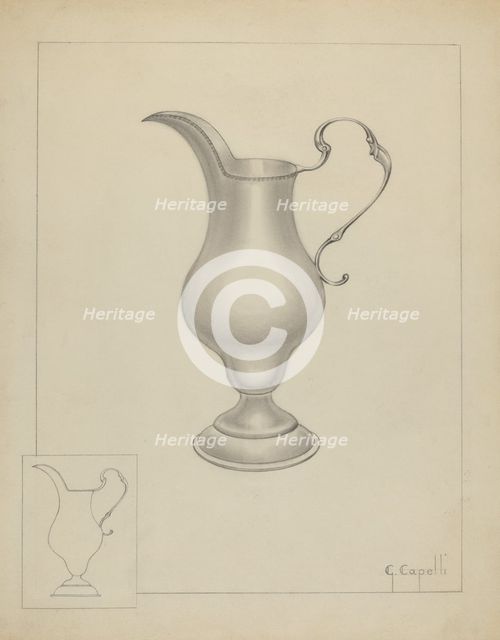 Silver Creamer, c. 1936. Creator: Giacinto Capelli.