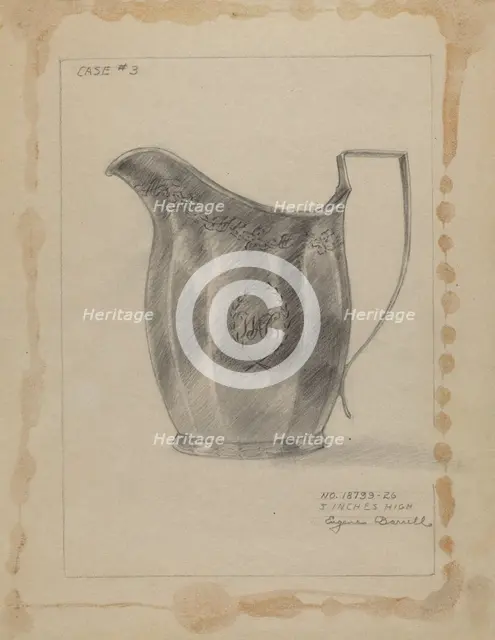 Silver Creamer, c. 1936. Creator: Eugene Barrell.