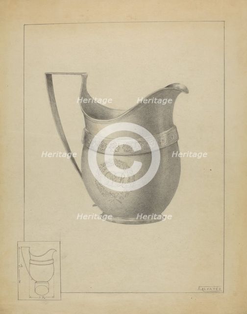 Silver Creamer, c. 1936. Creator: Francisco Alvarez.