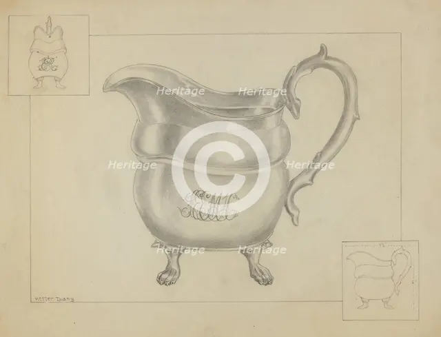Silver Creamer, c. 1936. Creator: Hester Duany.