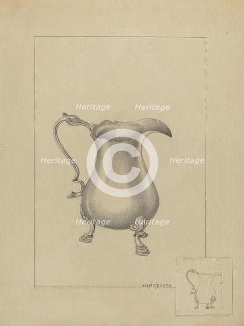 Silver Creamer, c. 1936. Creator: Hester Duany.