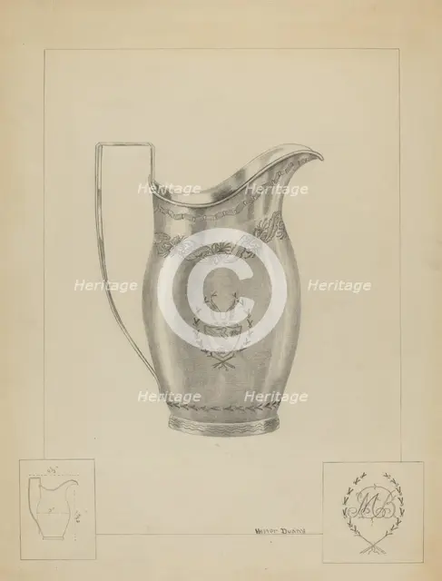Silver Creamer, c. 1936. Creator: Hester Duany.