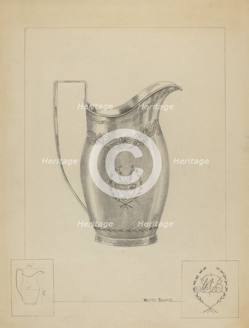Silver Creamer, c. 1936. Creator: Hester Duany.