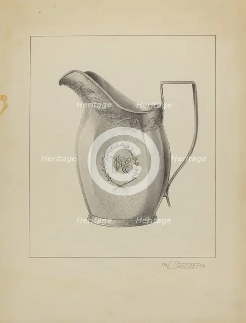 Silver Creamer, c. 1936. Creator: Leo Drozdoff.