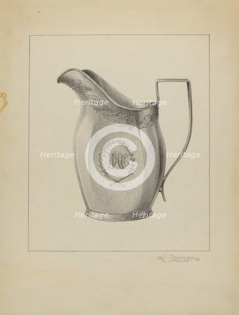 Silver Creamer, c. 1936. Creator: Leo Drozdoff.