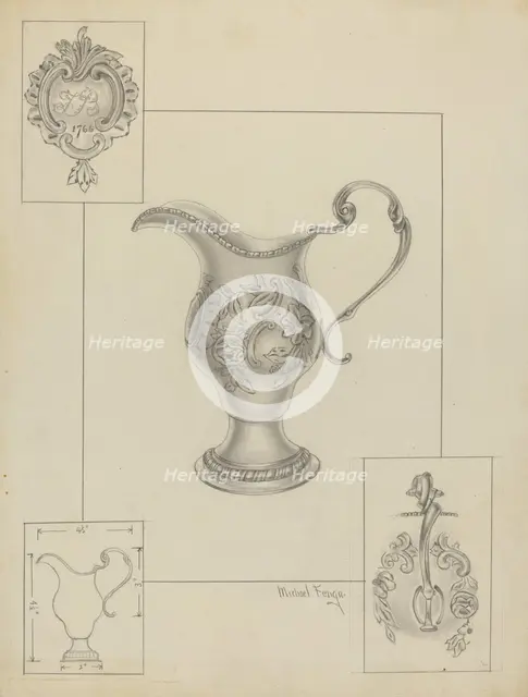 Silver Creamer, c. 1936. Creator: Michael Fenga.