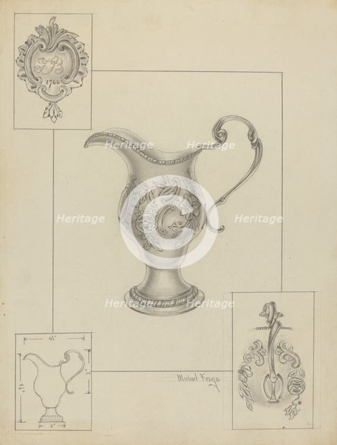 Silver Creamer, c. 1936. Creator: Michael Fenga.