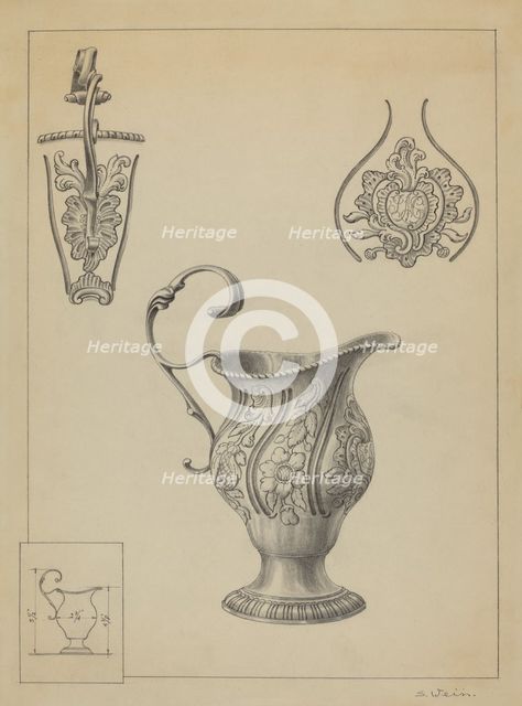 Silver Creamer, c. 1936. Creator: Simon Weiss.