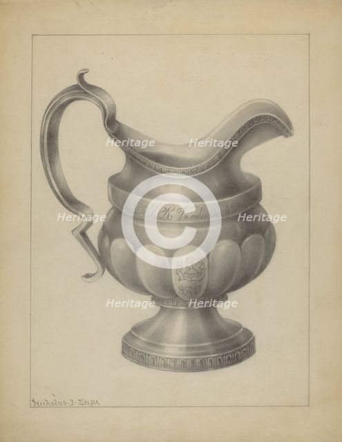 Silver Creamer, c. 1937. Creator: Nicholas Zupa.