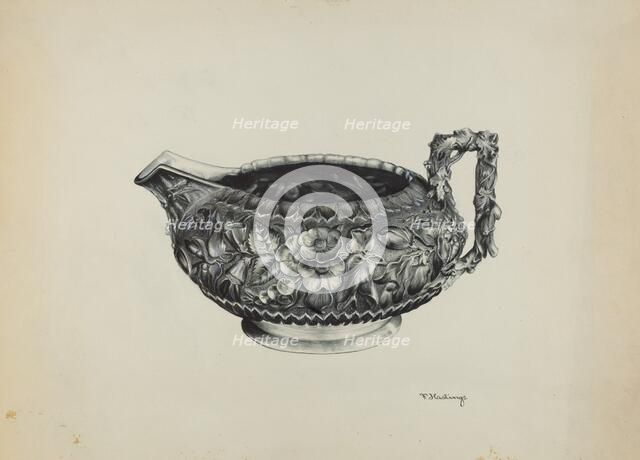 Silver Creamer, c. 1938. Creator: Florence Hastings.