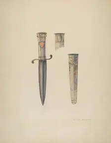 Silver Dagger and Sheath, c. 1940. Creator: Oscar Bluhme