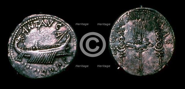 Silver Denarii of the Roman politician Mark Antony, 1st century BC. Artist: Unknown