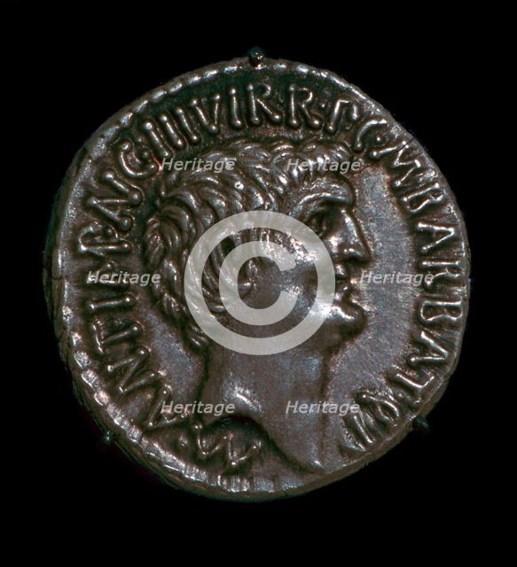 Silver Denarius of the Roman politician Mark Antony, 1st century BC. Artist: Unknown