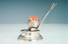Silver desktop match holder and striker, 1922. Creator: Unknown