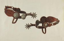 Silver Dollar Spurs, c. 1938. Creator: Cecil Smith