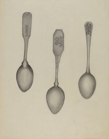 Silver Fiddle Head Spoon, 1935/1942. Creator: Florence Stevenson