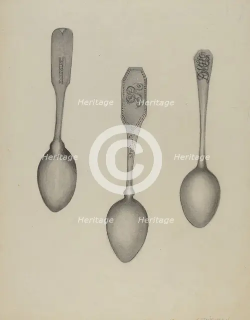 Silver Fiddle Head Spoon, 1935/1942. Creator: Florence Stevenson.