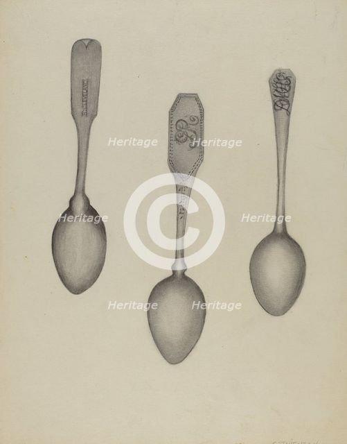Silver Fiddle Head Spoon, 1935/1942. Creator: Florence Stevenson.