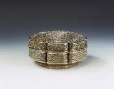 Silver filigree covered box, Qing Dynasty, China, late 18th century-early 19th century. Creator: Unknown