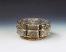 Silver filigree covered box, Qing Dynasty, China, late 18th century-early 19th century. Creator: Unknown