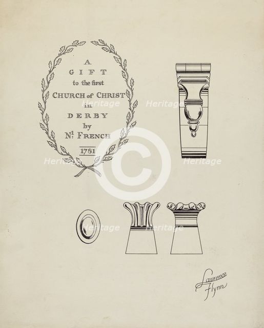 Silver Flagon: Detail, c. 1936. Creator: Lawrence Flynn.