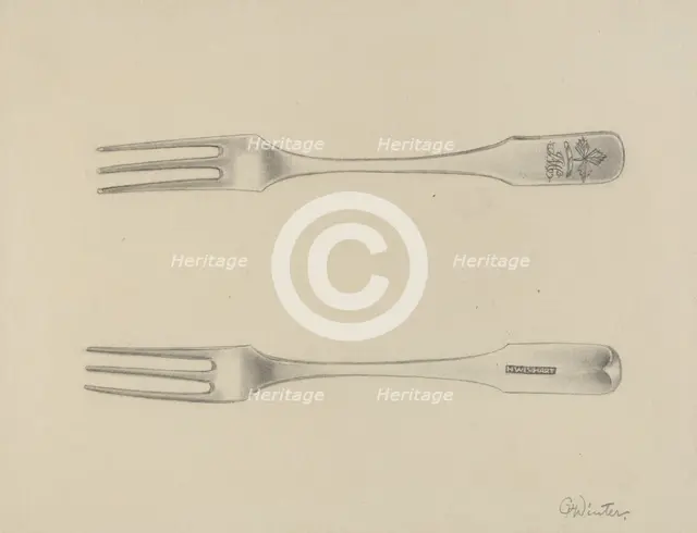 Silver Fork, c. 1936. Creator: Charlotte Winter.