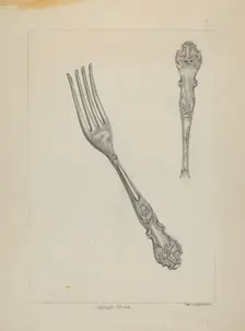 Silver Fork (Rogers Silverware), c. 1936. Creator: Ludmilla Calderon