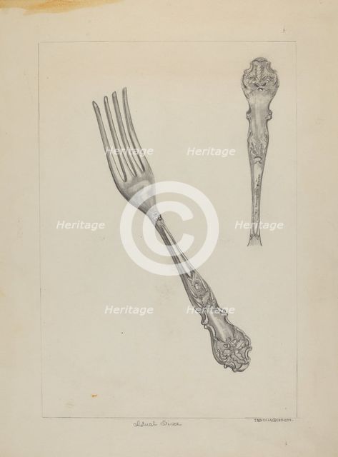 Silver Fork (Rogers Silverware), c. 1936. Creator: Ludmilla Calderon.