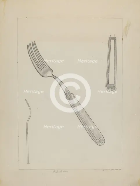 Silver Fork (Rogers Silverware), c. 1936. Creator: Ludmilla Calderon.