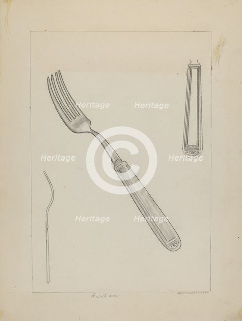 Silver Fork (Rogers Silverware), c. 1936. Creator: Ludmilla Calderon.