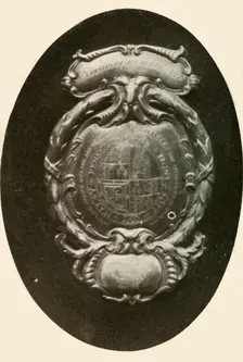 Silver frontlet, with English coat-of-arms 1677, (1937). Creator: Unknown