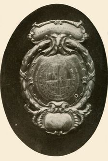 Silver frontlet, with English coat-of-arms 1677, (1937). Creator: Unknown