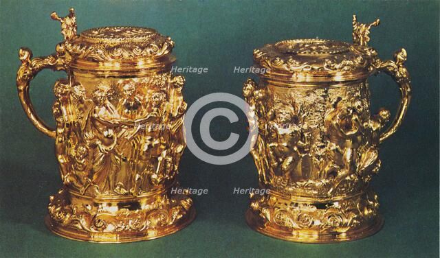 'Silver-gilt tankards, c.1661', 1953. Artist: Unknown.
