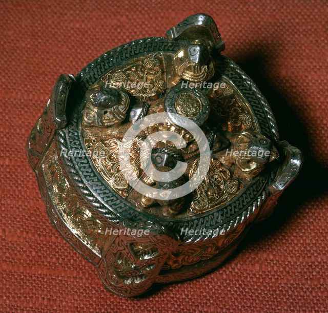 Silver-gilt Viking fibula. Artist: Unknown