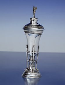 Silver golfing trophy, 5 inches high, 1919. Creator: Unknown