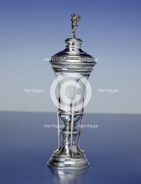 Silver golfing trophy, 5 inches high, 1919. Creator: Unknown.