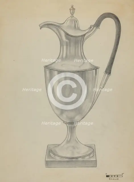 Silver Hot Water Pot, c. 1936. Creator: Herbert Russin.