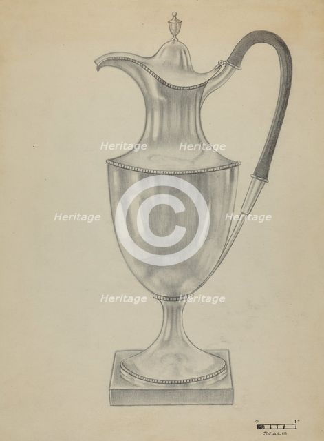 Silver Hot Water Pot, c. 1936. Creator: Herbert Russin.