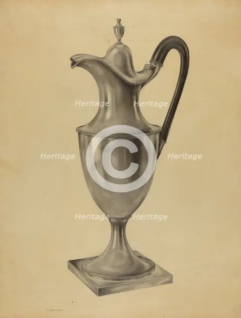 Silver Hot Water Pot, c. 1938. Creator: Leo Drozdoff.