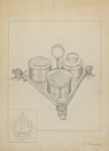 Silver Ink Stand, c. 1936. Creator: Vincent Carano